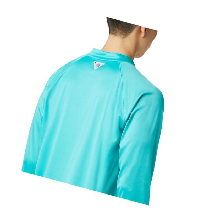 Columbia PFG Terminal Tackle 1/4 Zip Big Sweatshirt Erkek Açık Turkuaz Lacivert | 27061-RHFD