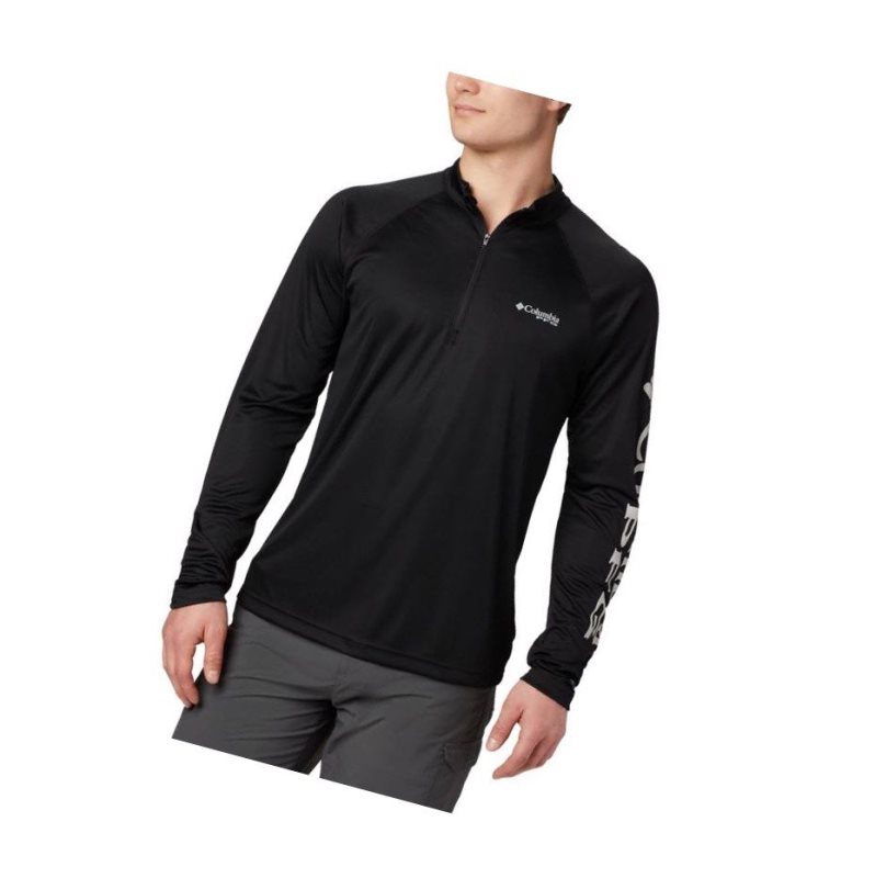 Columbia PFG Terminal Tackle 1/4 Zip Sweatshirt Erkek Siyah Gri | 96754-RHMS
