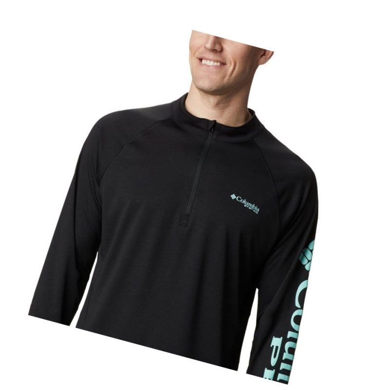 Columbia PFG Terminal Tackle 1/4 Zip Sweatshirt Erkek Siyah | 73415-GPLC