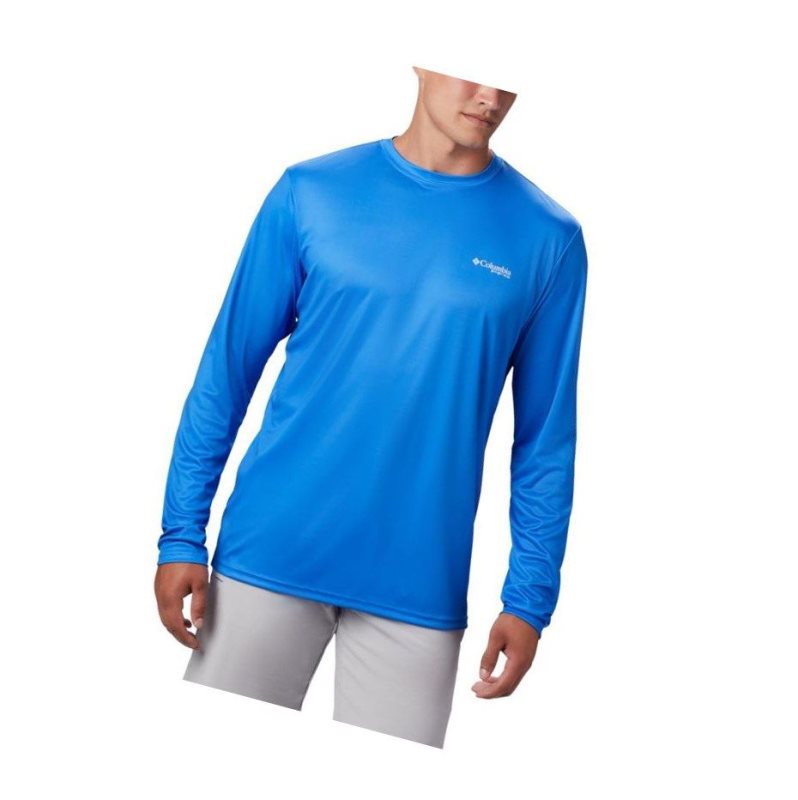 Columbia PFG Terminal Tackle Americana Long Sleeve Sweatshirt Erkek Mavi | 94812-HRAY