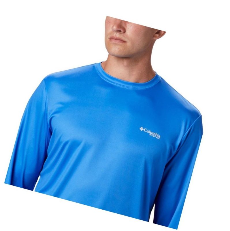 Columbia PFG Terminal Tackle Americana Long Sleeve Sweatshirt Erkek Mavi | 94812-HRAY