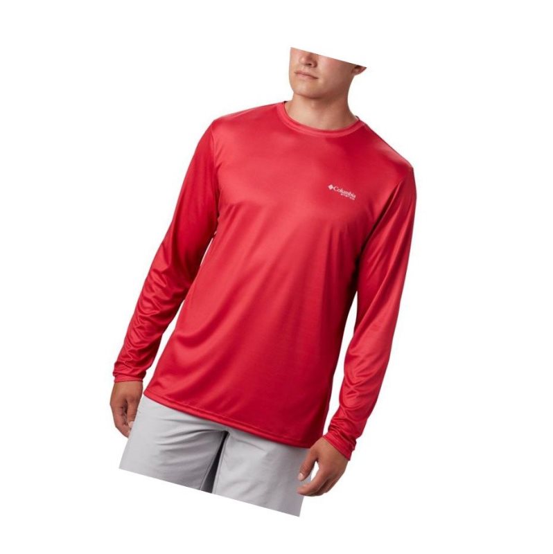 Columbia PFG Terminal Tackle Americana Long Sleeve Sweatshirt Erkek Kırmızı | 27031-VYGJ