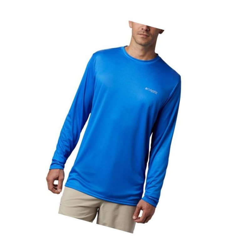 Columbia PFG Terminal Tackle Country Triangle Long Sleeve Sweatshirt Erkek Mavi | 62719-GNVR