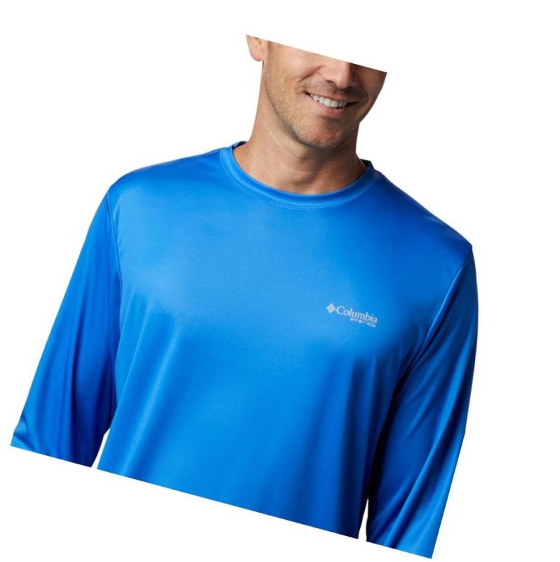 Columbia PFG Terminal Tackle Country Triangle Long Sleeve Sweatshirt Erkek Mavi | 62719-GNVR