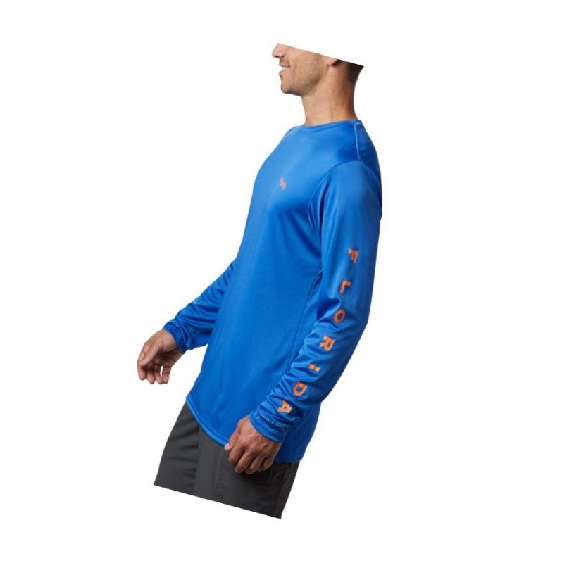 Columbia PFG Terminal Tackle Destination Long Sleeve Sweatshirt Erkek Mavi | 64590-INMW