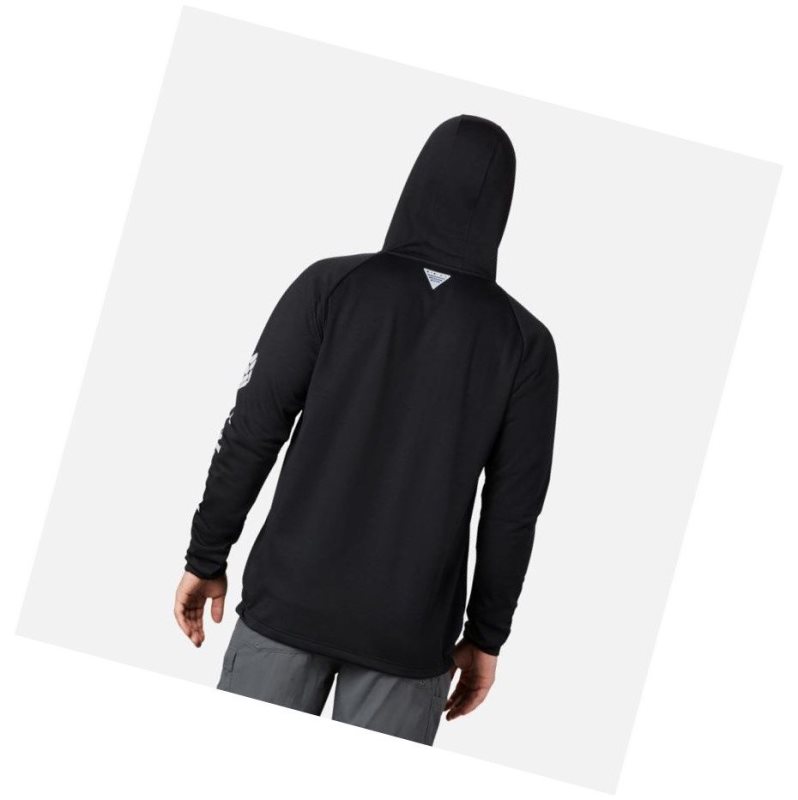 Columbia PFG Terminal Tackle Fleece Full Zip Kapşonlu Erkek Siyah Gri | 32468-UBQC