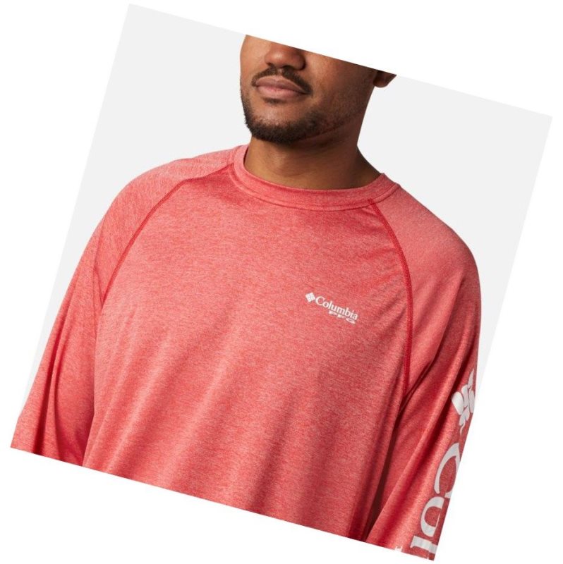 Columbia PFG Terminal Tackle Heather Long Sleeve Sweatshirt Erkek Kırmızı Beyaz | 94201-YRNW