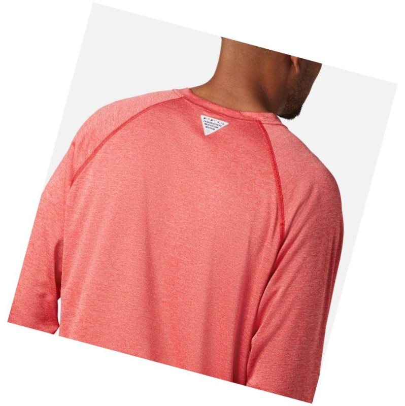 Columbia PFG Terminal Tackle Heather Long Sleeve Sweatshirt Erkek Kırmızı Beyaz | 94201-YRNW