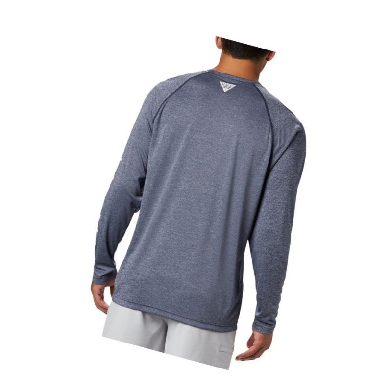 Columbia PFG Terminal Tackle Heather Long Sleeve Sweatshirt Erkek Lacivert Beyaz | 34917-QPMJ