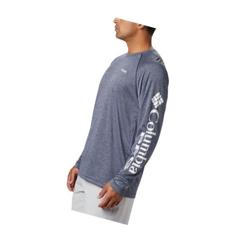 Columbia PFG Terminal Tackle Heather Long Sleeve Sweatshirt Erkek Lacivert Beyaz | 34917-QPMJ