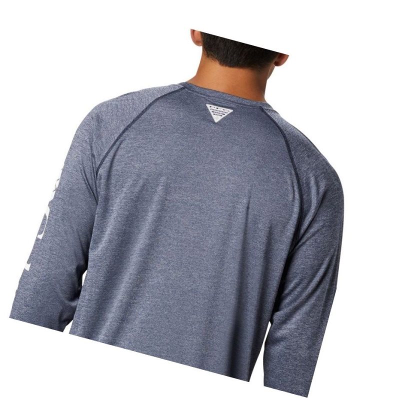 Columbia PFG Terminal Tackle Heather Long Sleeve Sweatshirt Erkek Lacivert Beyaz | 34917-QPMJ