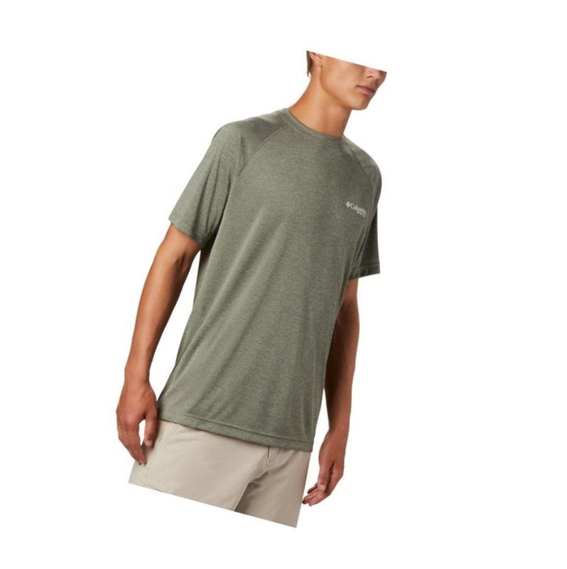 Columbia PFG Terminal Tackle Heather Short Sleeve Tişört Erkek Gri Yeşil Beyaz | 51392-CDJN