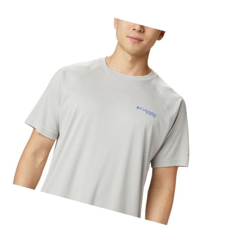 Columbia PFG Terminal Tackle Heather Short Sleeve Tişört Erkek Gri Mavi | 87529-CHMG
