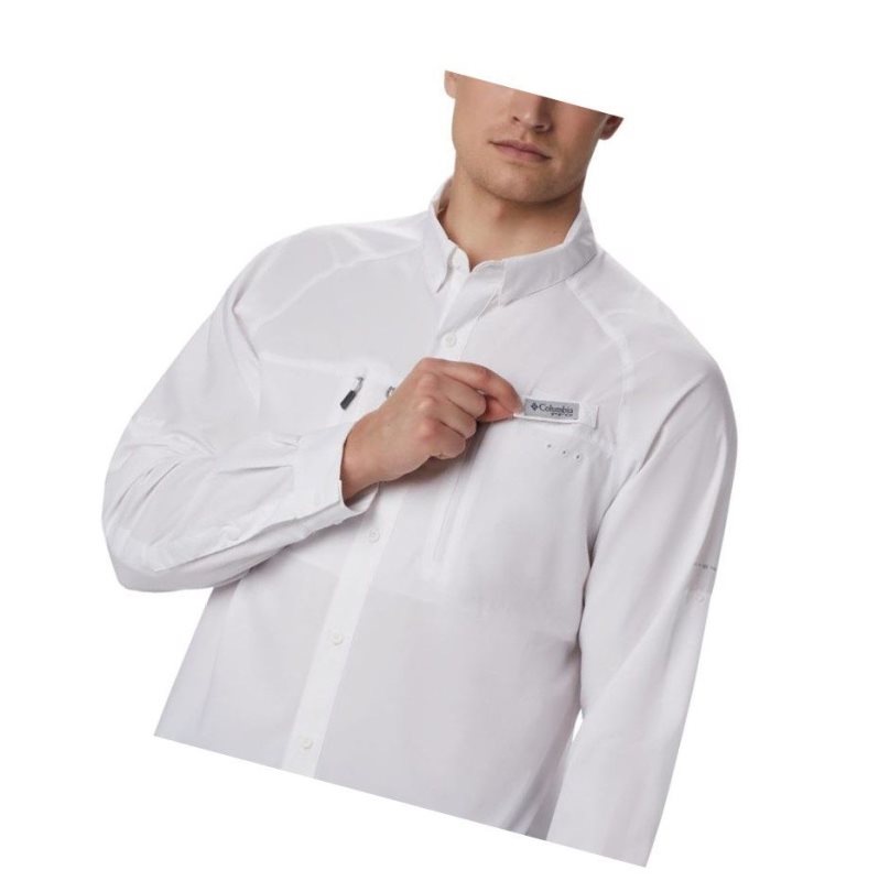 Columbia PFG Terminal Tackle Long Sleeve Woven Gömlek Erkek Beyaz | 29645-REQP