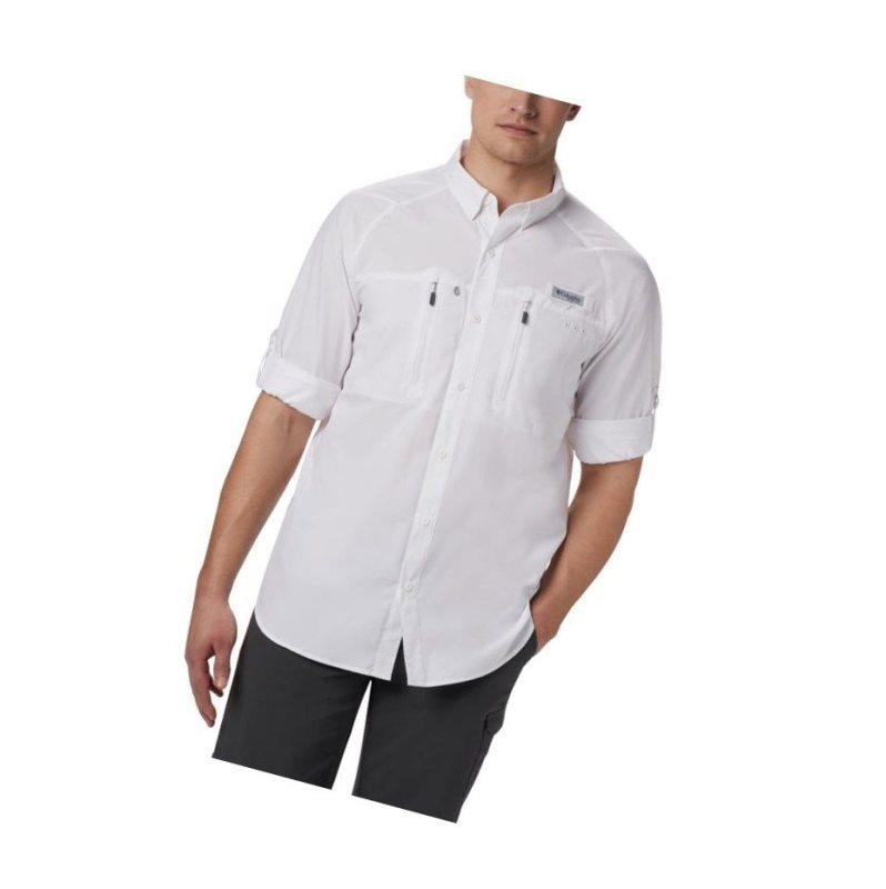 Columbia PFG Terminal Tackle Long Sleeve Woven Gömlek Erkek Beyaz | 29645-REQP