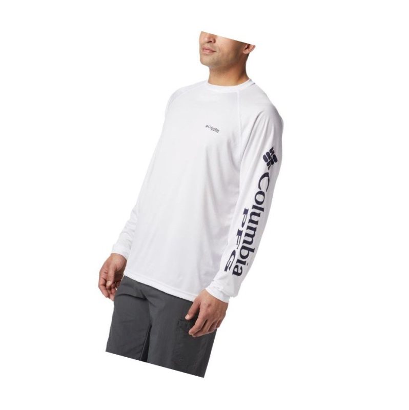 Columbia PFG Terminal Tackle Long Sleeve Big Sweatshirt Erkek Beyaz | 28704-EKVM