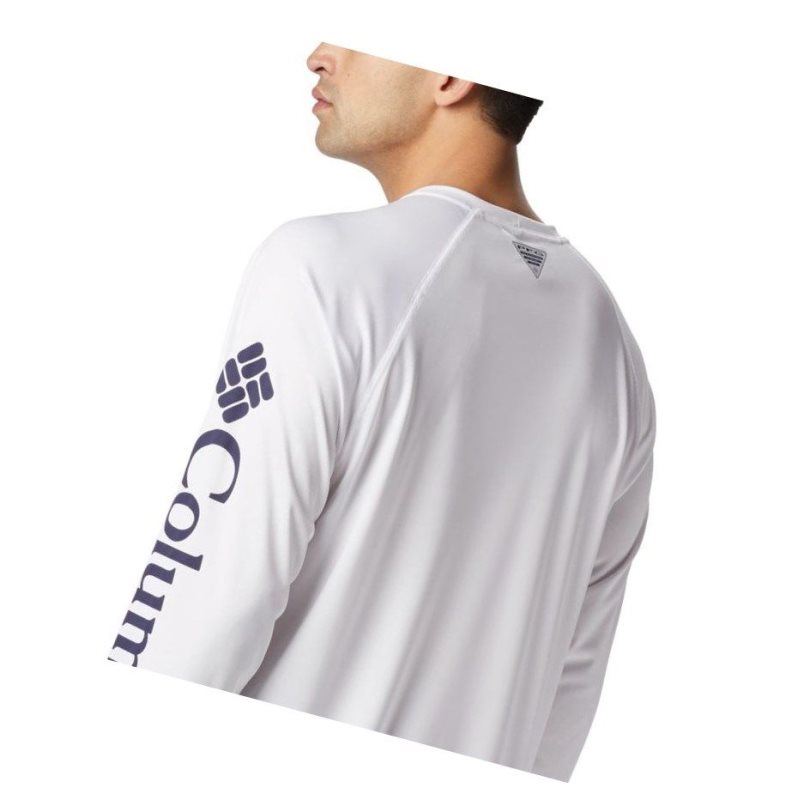 Columbia PFG Terminal Tackle Long Sleeve Big Sweatshirt Erkek Beyaz | 28704-EKVM