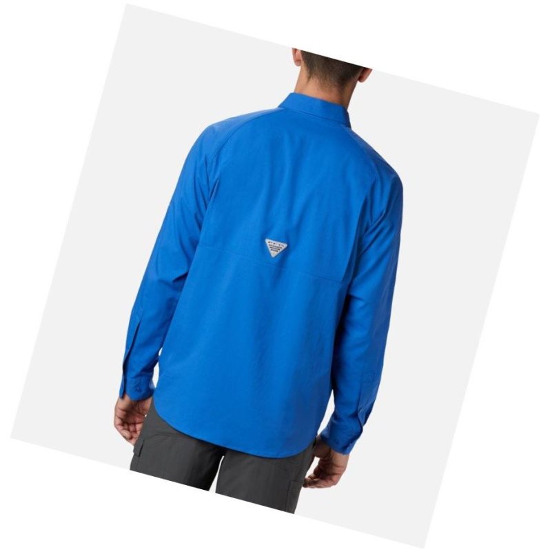 Columbia PFG Terminal Tackle Long Sleeve Woven Gömlek Erkek Mavi | 27538-WAJX