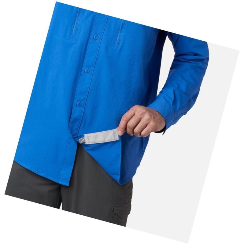 Columbia PFG Terminal Tackle Long Sleeve Woven Gömlek Erkek Mavi | 27538-WAJX