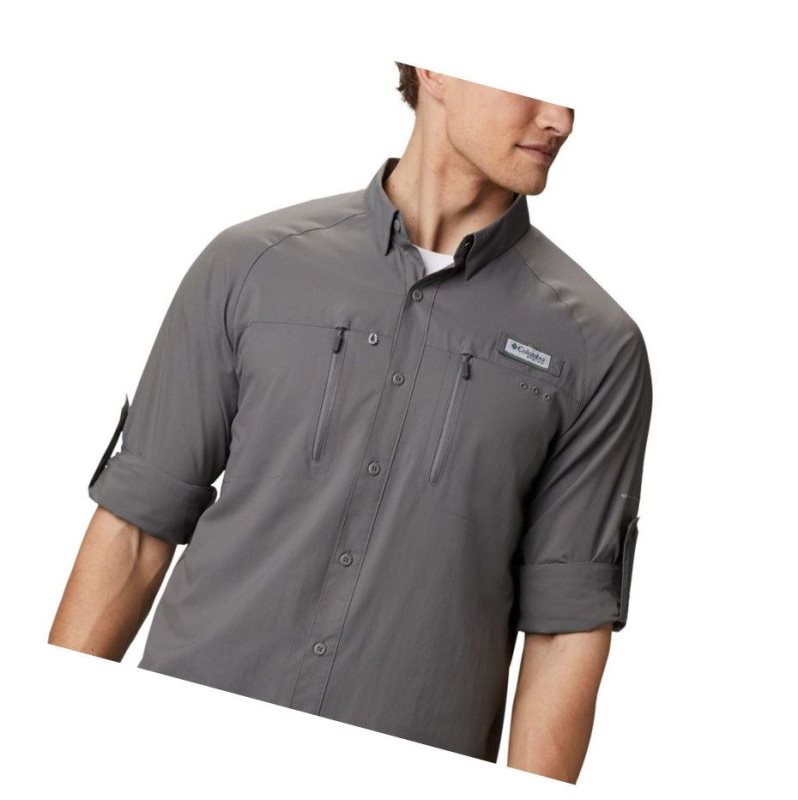 Columbia PFG Terminal Tackle Long Sleeve Woven Gömlek Erkek Gri | 21670-GLKF