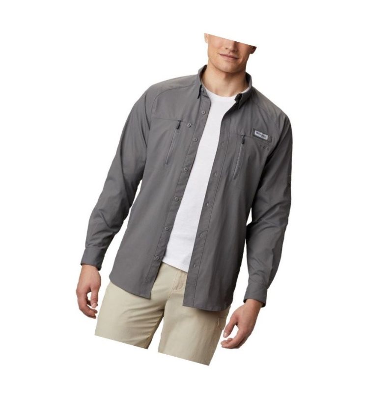 Columbia PFG Terminal Tackle Long Sleeve Woven Gömlek Erkek Gri | 21670-GLKF