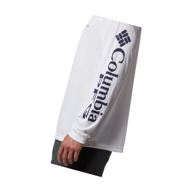 Columbia PFG Terminal Tackle Long Sleeve Sweatshirt Erkek Beyaz | 16584-TKFE