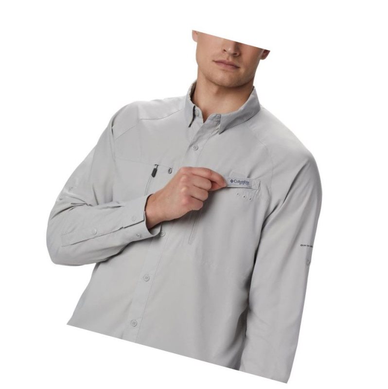 Columbia PFG Terminal Tackle Long Sleeve Woven Gömlek Erkek Gri | 12896-LADV