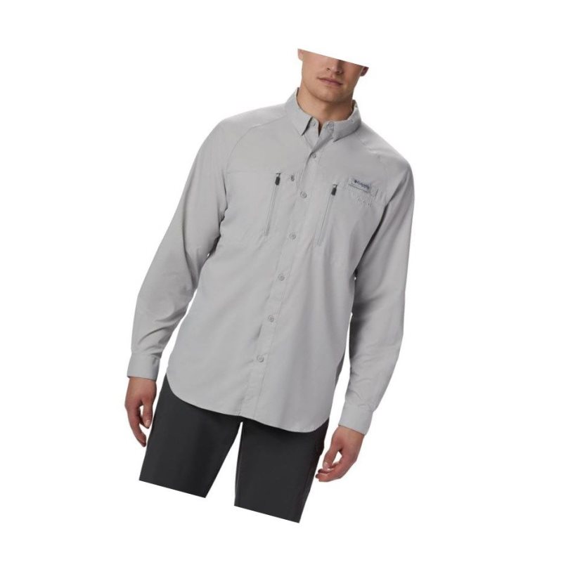 Columbia PFG Terminal Tackle Long Sleeve Woven Gömlek Erkek Gri | 12896-LADV