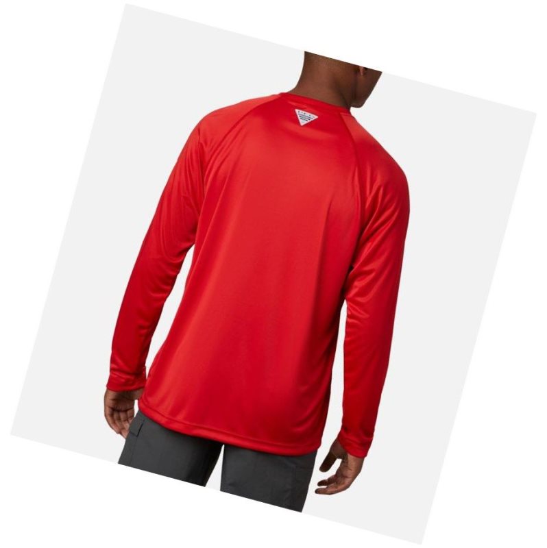 Columbia PFG Terminal Tackle Long Sleeve Big Sweatshirt Erkek Kırmızı Beyaz | 08315-JZGT