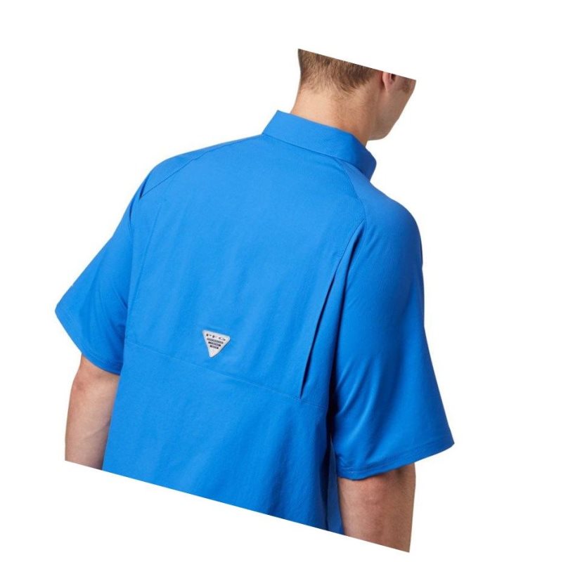 Columbia PFG Terminal Tackle Short Sleeve Woven Gömlek Erkek Mavi | 27865-RWMQ