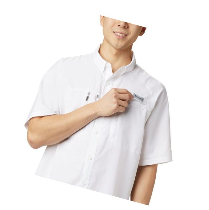 Columbia PFG Terminal Tackle Short Sleeve Woven Gömlek Erkek Beyaz | 92573-EWFM