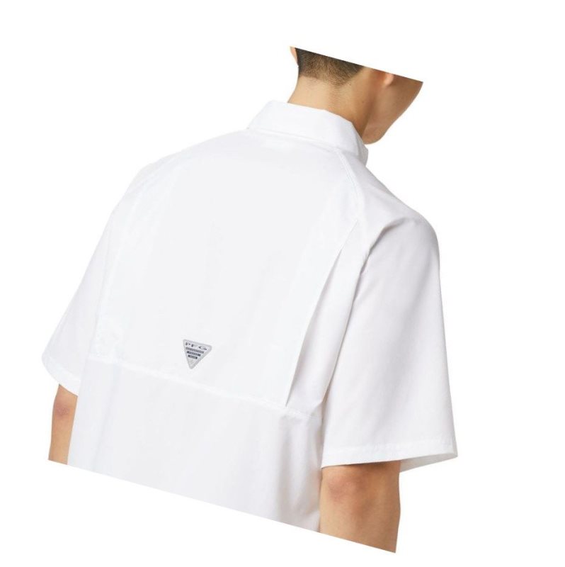 Columbia PFG Terminal Tackle Short Sleeve Woven Gömlek Erkek Beyaz | 92573-EWFM