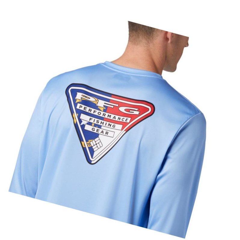 Columbia PFG Terminal Tackle State Triangle Long Sleeve Sweatshirt Erkek Beyaz | 94308-SFZT