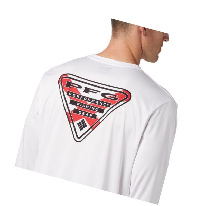 Columbia PFG Terminal Tackle State Triangle Long Sleeve Big Sweatshirt Erkek Beyaz | 14750-ISHF