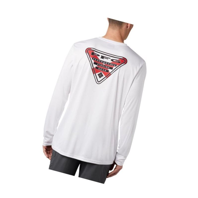 Columbia PFG Terminal Tackle State Triangle Long Sleeve Big Sweatshirt Erkek Beyaz | 14750-ISHF