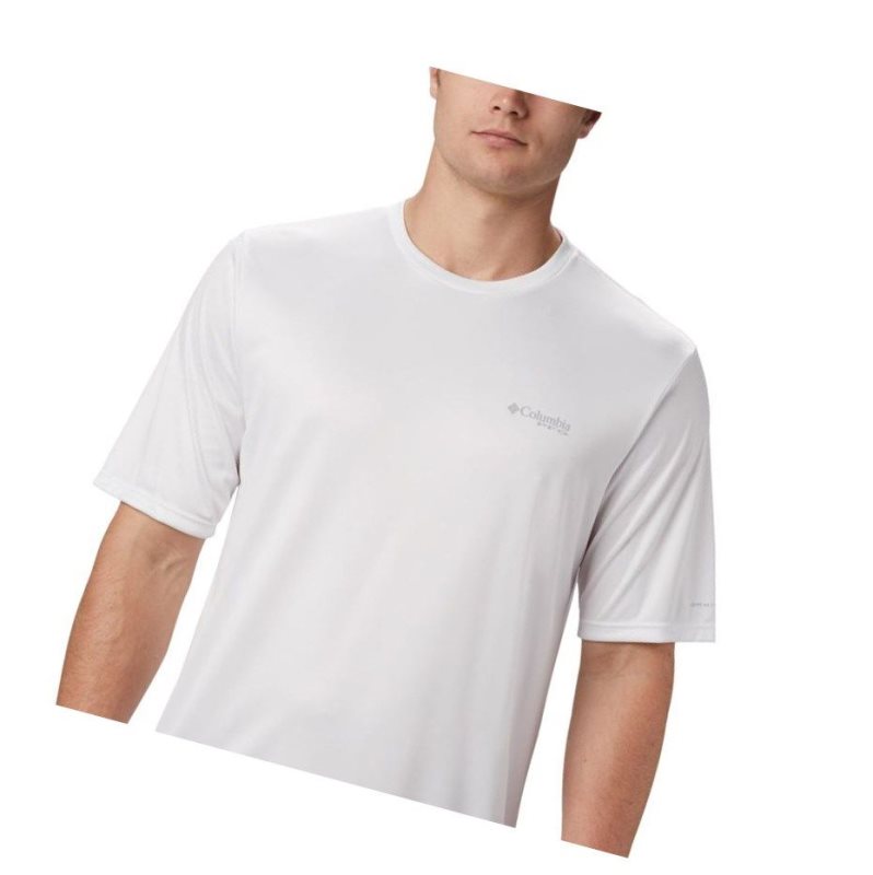 Columbia PFG Terminal Tackle Tribal Fish Short Sleeve Tişört Erkek Beyaz | 84950-EHOT