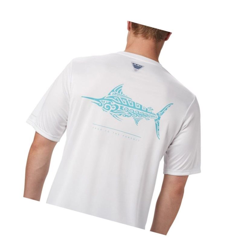 Columbia PFG Terminal Tackle Tribal Fish Short Sleeve Tişört Erkek Beyaz | 84950-EHOT