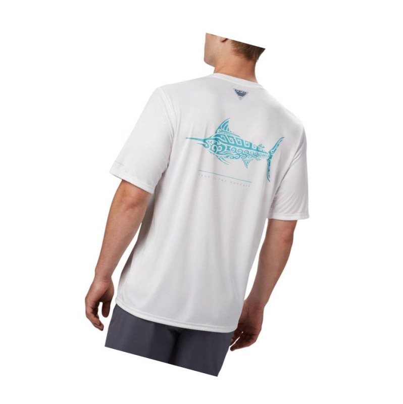 Columbia PFG Terminal Tackle Tribal Fish Short Sleeve Tişört Erkek Beyaz | 84950-EHOT