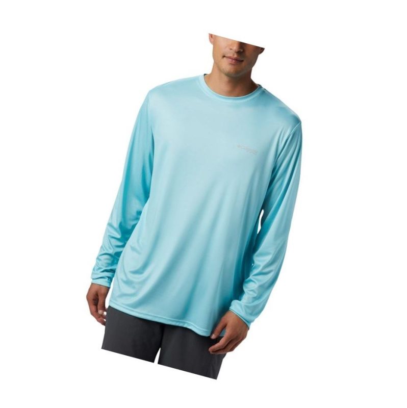 Columbia PFG Terminal Tackle Tribal Fish Long Sleeve Sweatshirt Erkek Mavi | 97264-CEMT