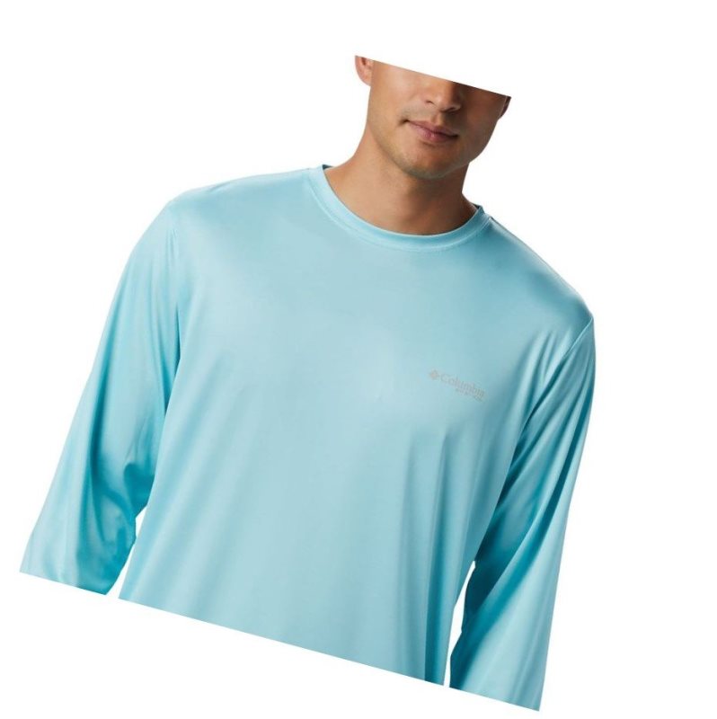 Columbia PFG Terminal Tackle Tribal Fish Long Sleeve Sweatshirt Erkek Mavi | 97264-CEMT
