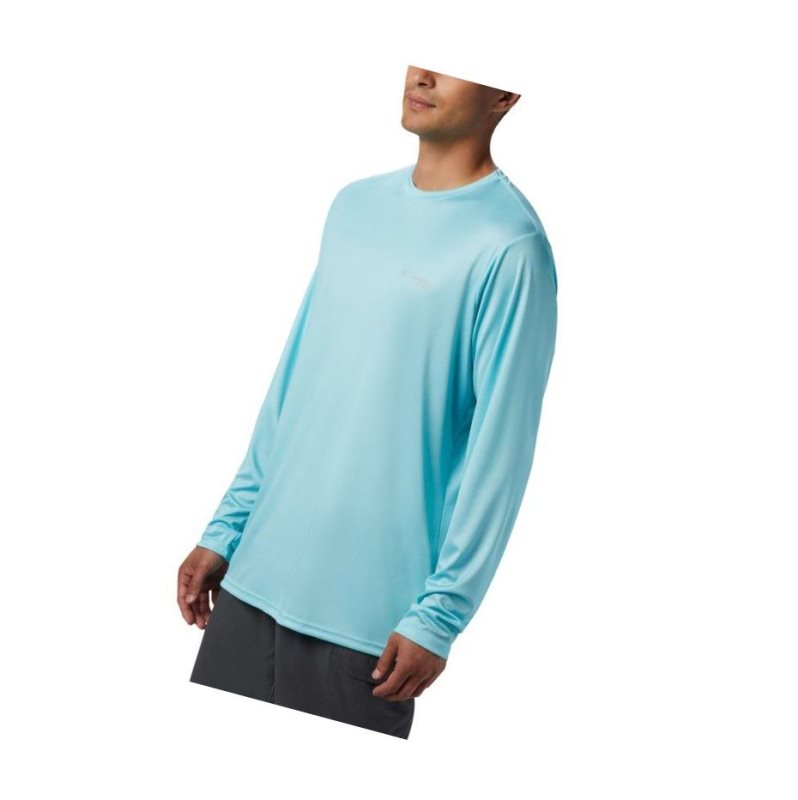 Columbia PFG Terminal Tackle Tribal Fish Long Sleeve Sweatshirt Erkek Mavi | 97264-CEMT