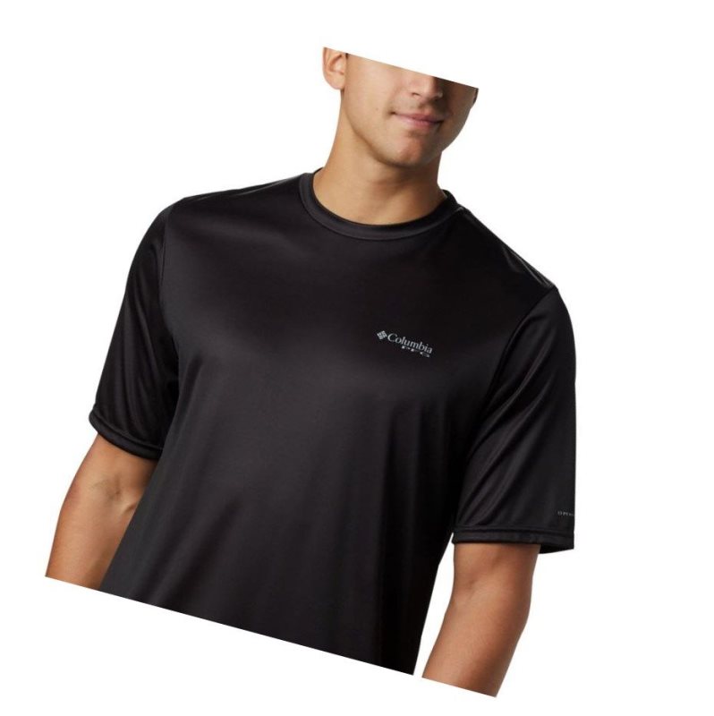 Columbia PFG Terminal Tackle Tribal Fish Short Sleeve Tişört Erkek Siyah | 26857-NPZL