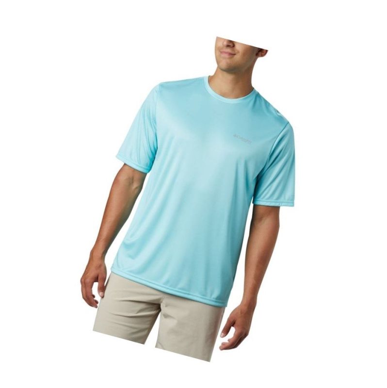 Columbia PFG Terminal Tackle Tribal Fish Short Sleeve Tişört Erkek Mavi | 20748-MOIB