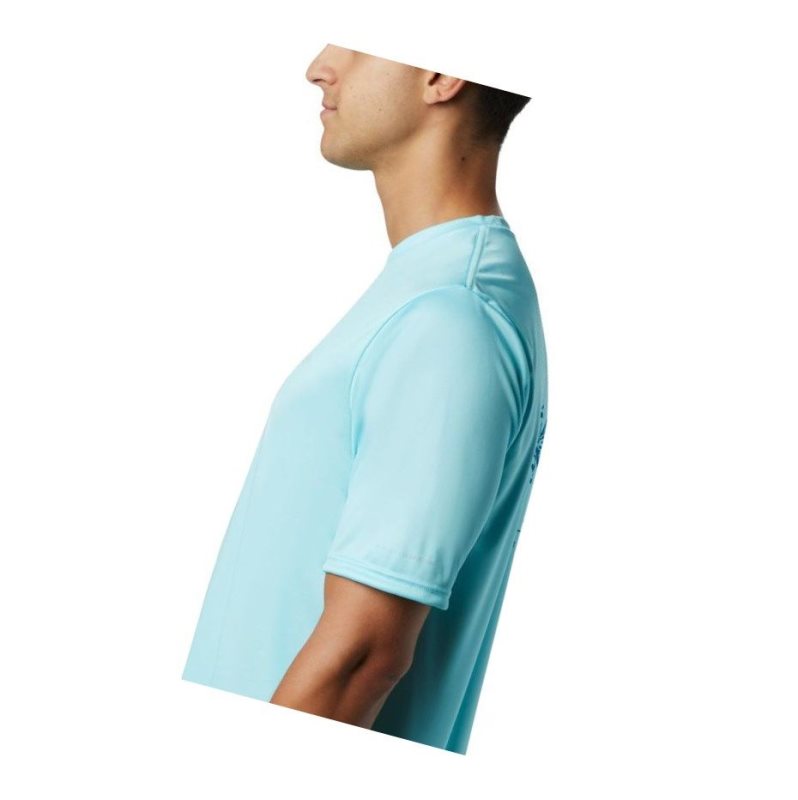 Columbia PFG Terminal Tackle Tribal Fish Short Sleeve Tişört Erkek Mavi | 20748-MOIB