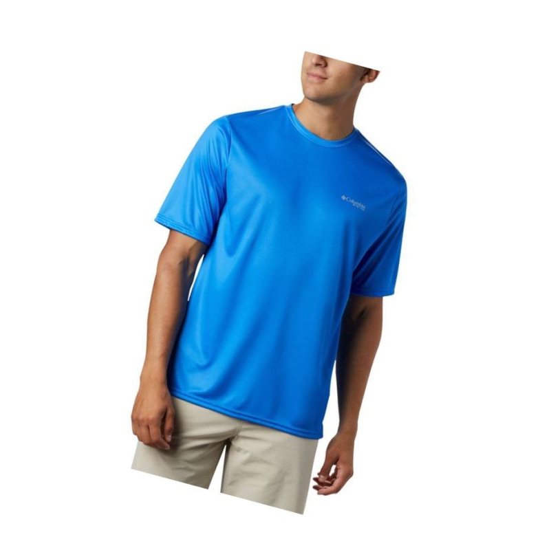 Columbia PFG Terminal Tackle Tribal Fish Short Sleeve Tişört Erkek Mavi | 14307-VPJB