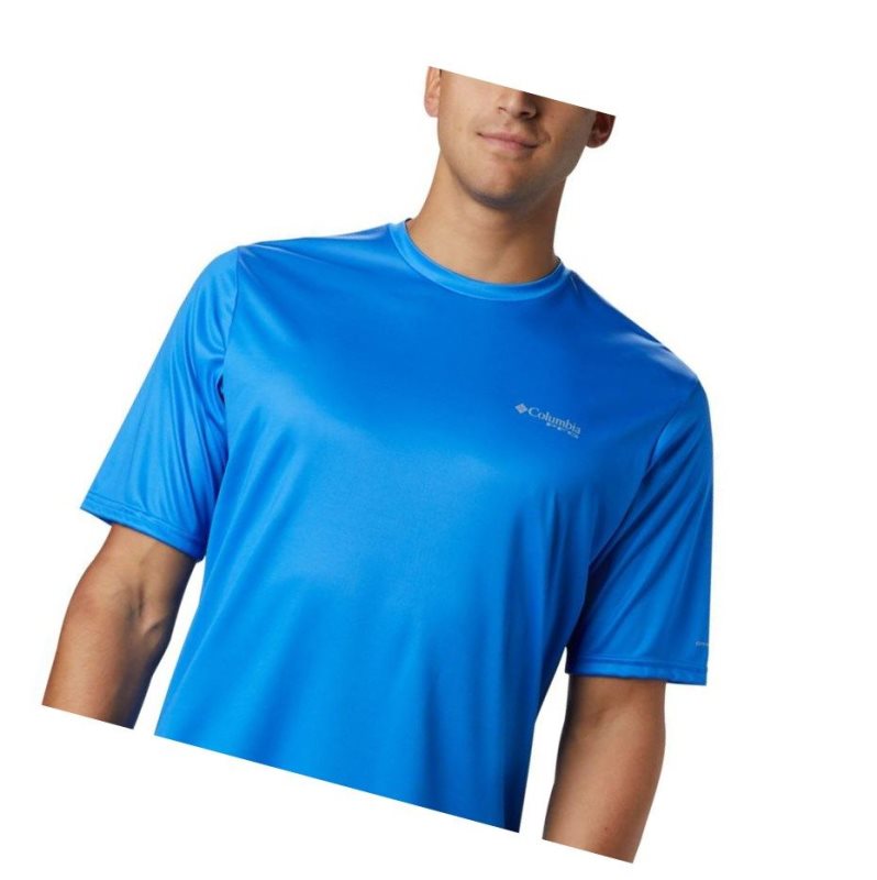 Columbia PFG Terminal Tackle Tribal Fish Short Sleeve Tişört Erkek Mavi | 14307-VPJB