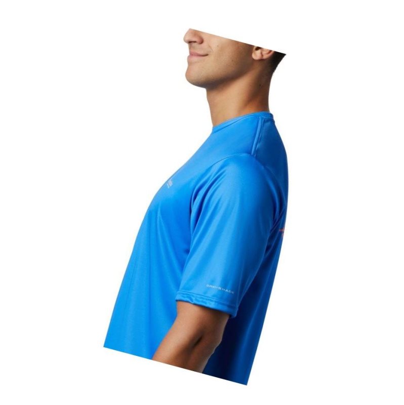 Columbia PFG Terminal Tackle Tribal Fish Short Sleeve Tişört Erkek Mavi | 14307-VPJB
