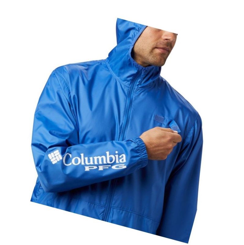 Columbia PFG Three Streams Windbreaker Mont Erkek Mavi | 74152-CUVD