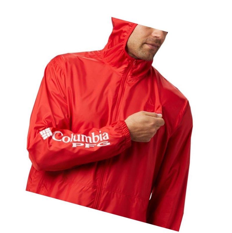 Columbia PFG Three Streams Windbreaker Mont Erkek Kırmızı | 57069-FJBY
