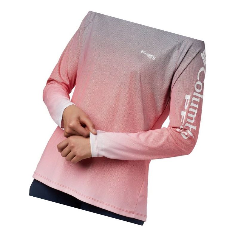 Columbia PFG Tidal Deflector Long Sleeve Sweatshirt Kadın Kırmızı | 74019-JEZK